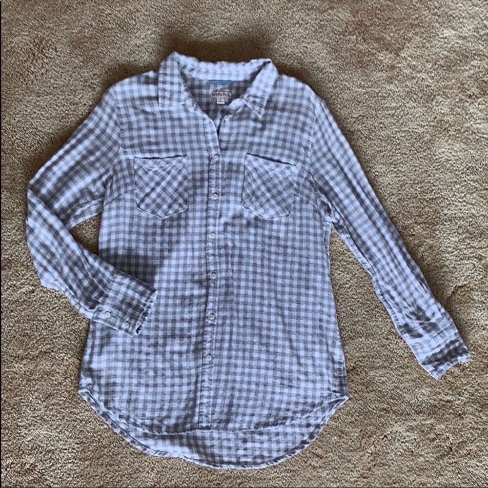 Merona Gray and White Plaid Shirt